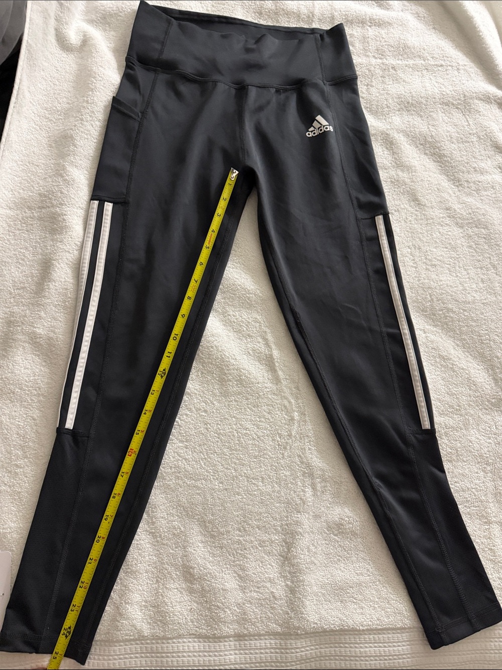 adidas Gray Athletic Leggings with White Side Stripes